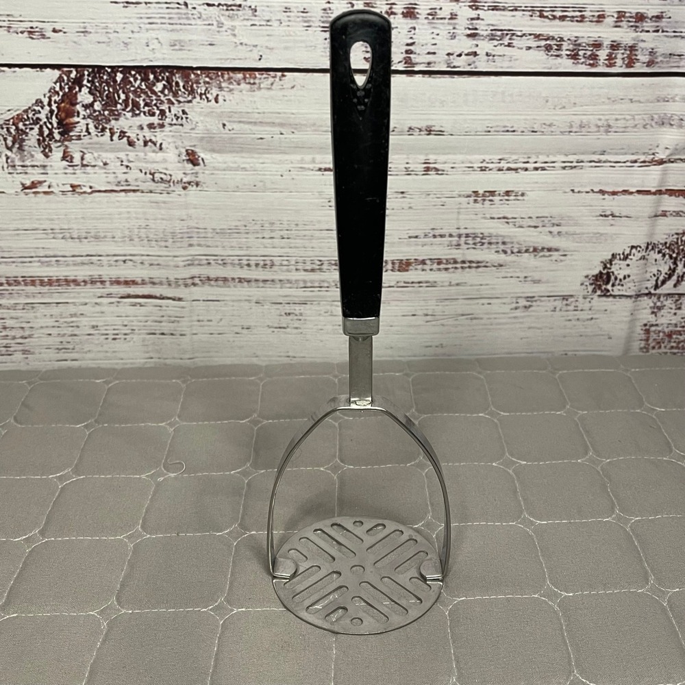 Ekco Vintage Stainless Steel Potato Vegetable Smasher Black Handle Made in USA